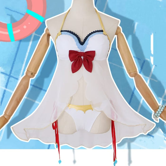 Game Princess Connect! Re:Dive Pecorine Cosplay White Swimsuit Full Set CC0092 - Cospicky