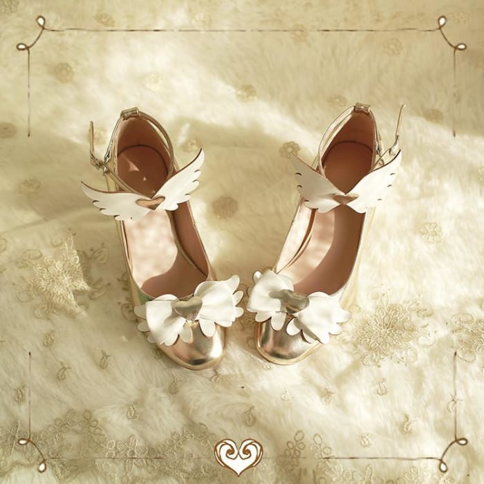 Golden/Wine Angel/Demon Lolita High Heel Shoes CP178793 - Cospicky