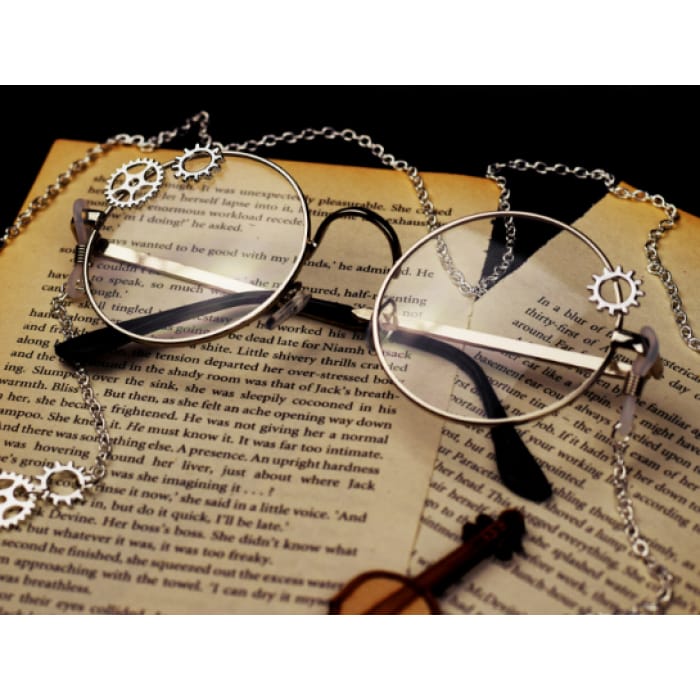 Gold/Silver Lolita Gear Chain Glasses CP1710256 - Cospicky