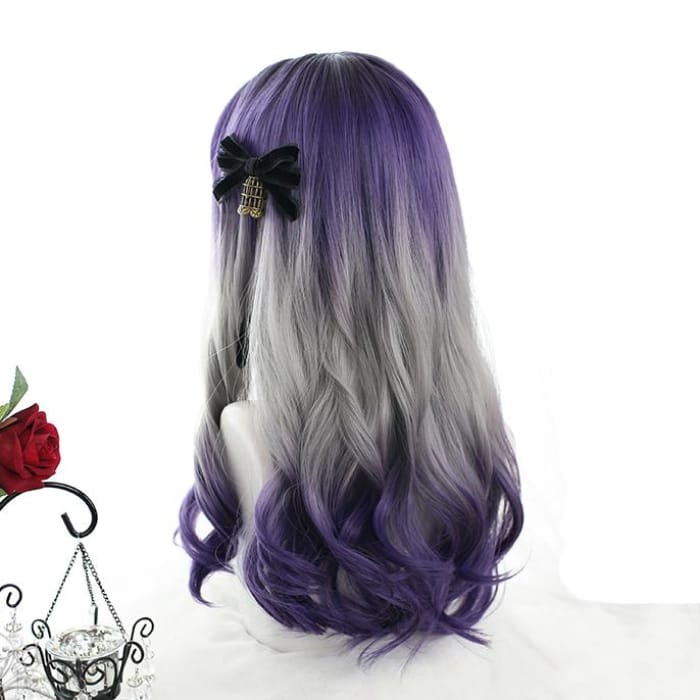 Gradient Purple Grey Wave Long Wig C14945 - Cospicky