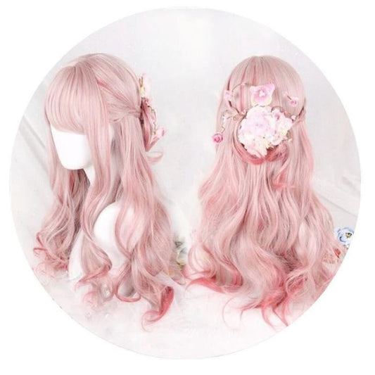 Gradual Change Pink Lolita Long Curly Wig CP178696 - Cospicky