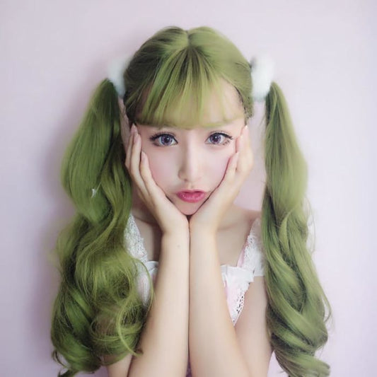 Green Harajuku Lolita Long Curl Wig  CP1710353 - Cospicky