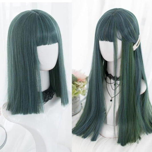 Green/Blue Natural Straight Lolita Cosplay Wig C15078 - Cospicky