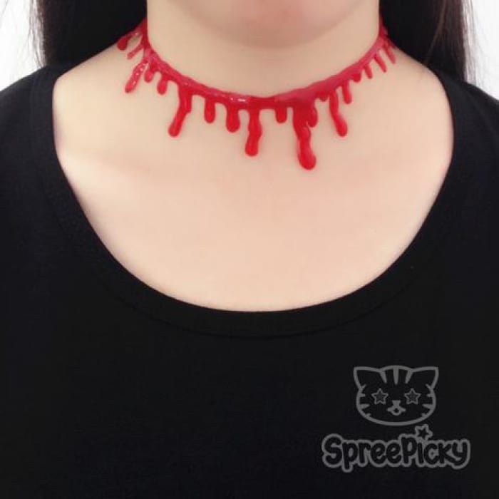 Harajuku Blood Drip Gel Choker Necklace CP167706 - Cospicky