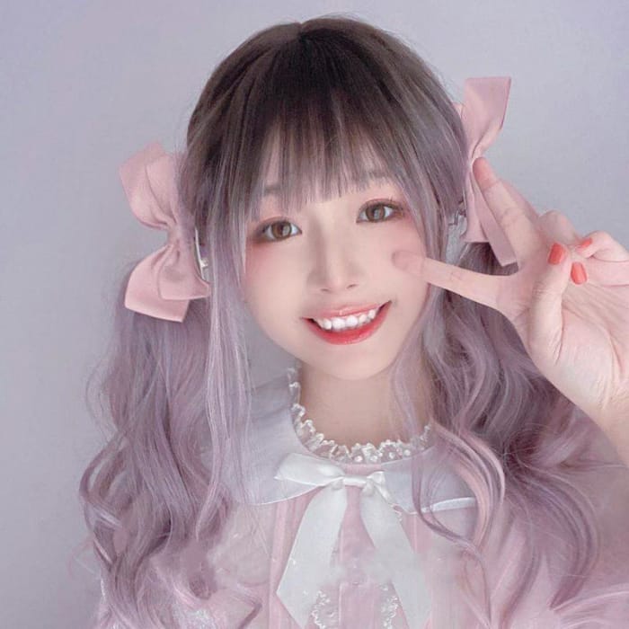 Harajuku Cute Purple Dyed Black Gradient Lolita Long Curly Hair C15869 - Cospicky