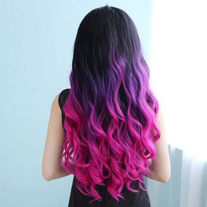 Harajuku Hot Pink Gradient Long Curl Wig CP168617 - Cospicky