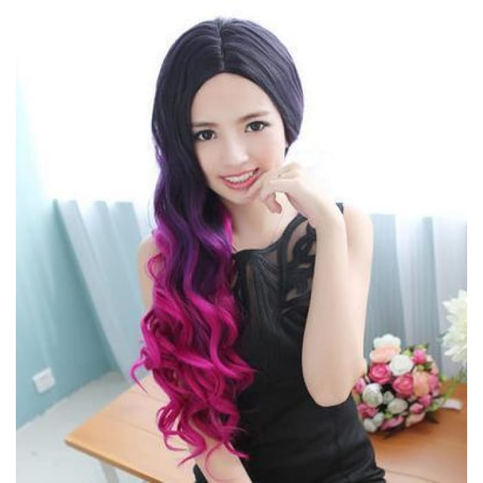 Harajuku Hot Pink Gradient Long Curl Wig CP168617 - Cospicky