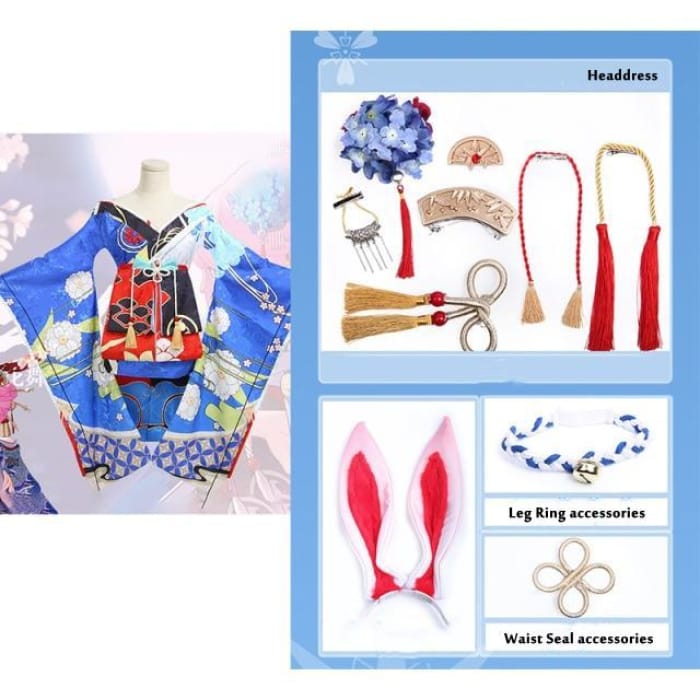 Honkai Impact 3rd Yae Sakura Blue Kimono Cosplay Costume/Wig CC0194 - Cospicky
