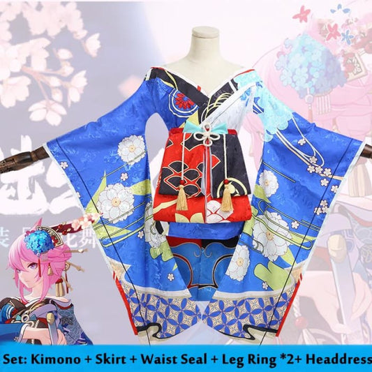 Honkai Impact 3rd Yae Sakura Blue Kimono Cosplay Costume/Wig CC0194 - Cospicky
