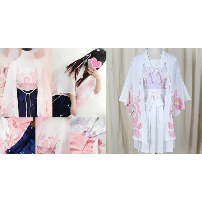 Japan Modified Sakura Kimono Feather Woven Top/Skirt CP165331 - Cospicky