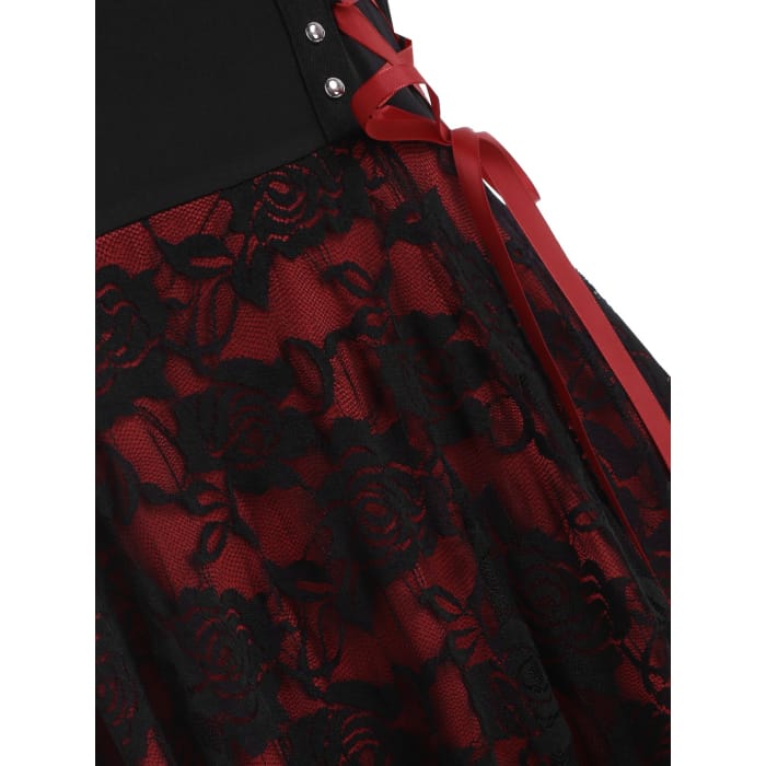Japanese Fashion Gothic High Waist Cami Lace Dress