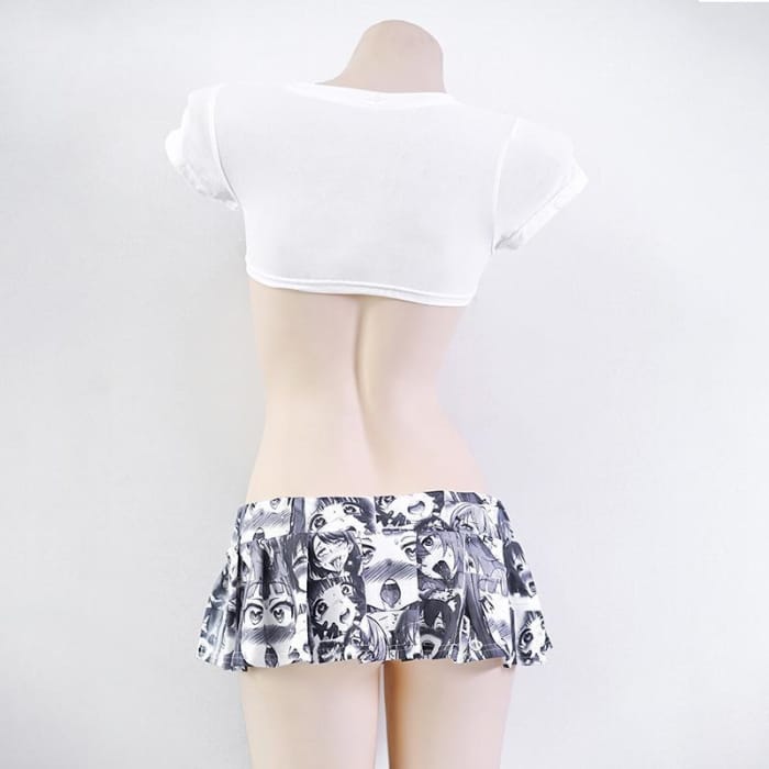 Kawaii Ahegao Short Pleated Skirt C13392 - Cospicky