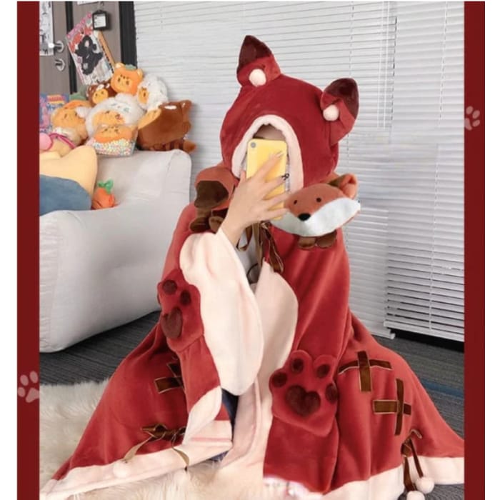 Kawaii Anime Animal Fleece Cape ME41 - Average / Little Fox