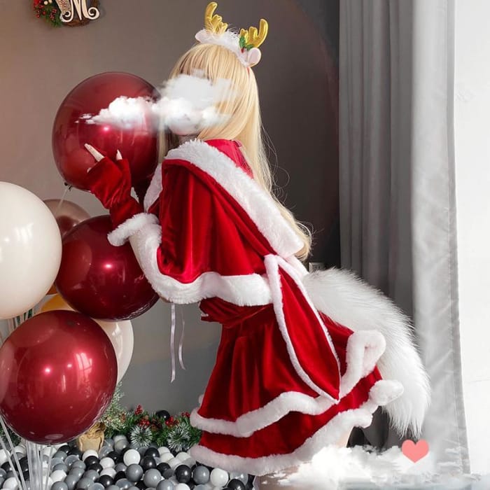 Kawaii Christmas Girl Red Tube top Cake Dress C16653