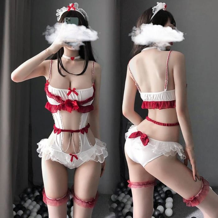 Kawaii Cute Nurse Cosplay Uniform Christmas Lingerie Set 
