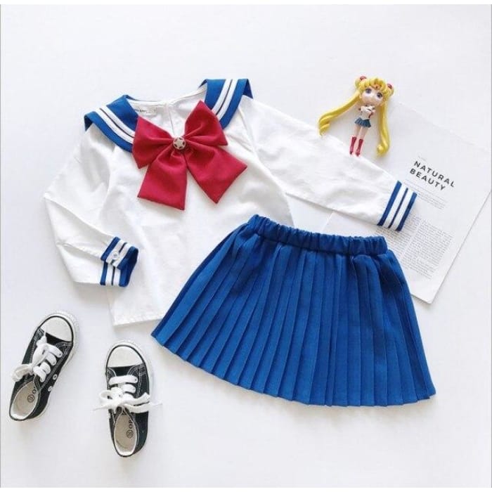 Kawaii Girls Boy Sailor Moon Bow Tops And Skirt Children Set CC1800 - Cospicky