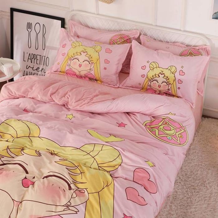 Kawaii Sailor Moon Fleece Bedding Sheet Set S13030