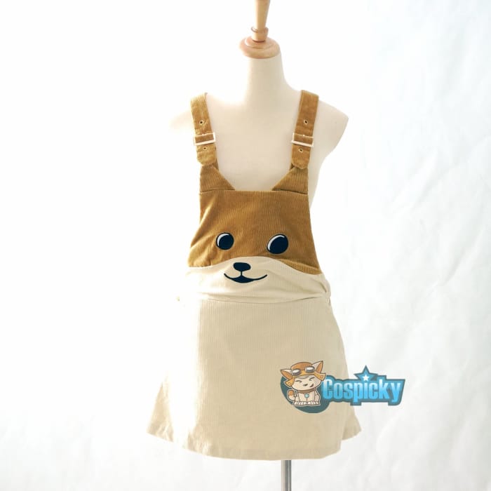 Khaki Doge Corduroy Suspender Dress CP154337 - Cospicky