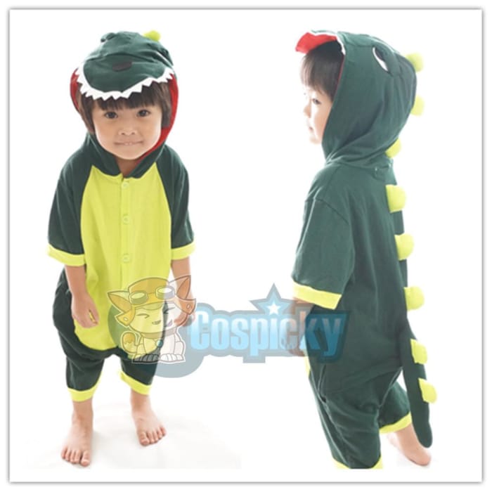 Kids Green Godzilla Dinosaur Animal Summer Jumpersuit Nightwear Pajamas CP152176 - Cospicky