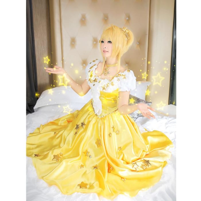 L-XL White/Yellow Cardcaptor Sakura/Nonaka Golden Star Formal Dress Cosplay Costume CP164885 - Cospicky