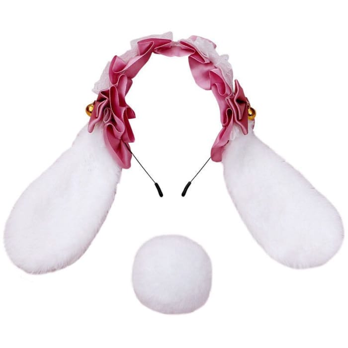 Lace Fluffy Rabbit Ear Headband / Tail / Set-4