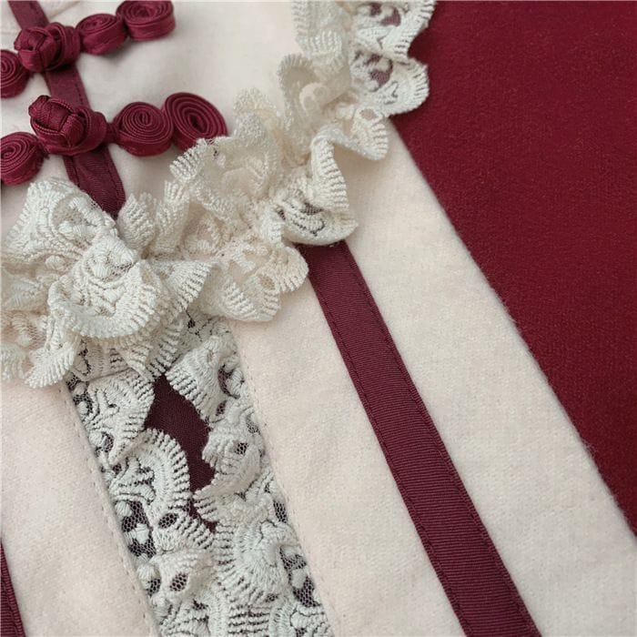 Lace Trim Jacket / Sleeveless A-line Dress / Set-8