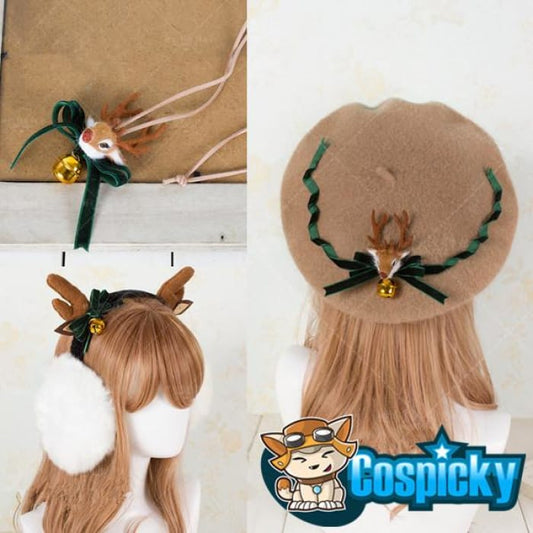 Little Deer Beret Hat/Earmuffs/Necklace CP154558 - Cospicky