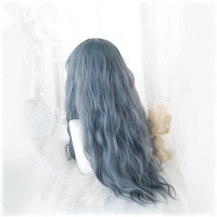 Lolita Blue Gray Wavy Long Curly Wig C15443 - Cospicky