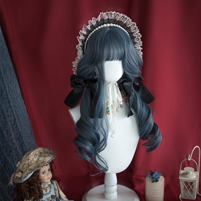 Lolita Fog Blue Long Curly Wig CC0936 - Cospicky