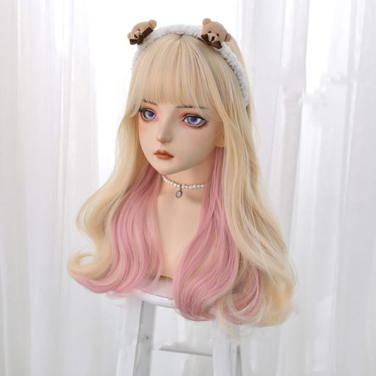 Lolita Glod Pink Mix Long Curl Wig C15700 - Cospicky