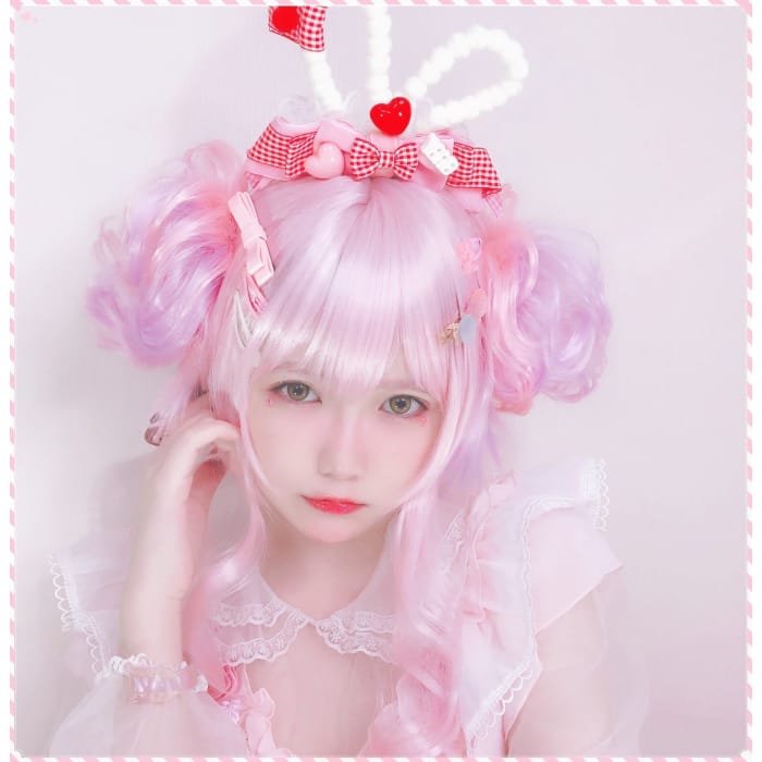 Lolita Two Buns Mixed Color Wig CP027 - one size / pink 