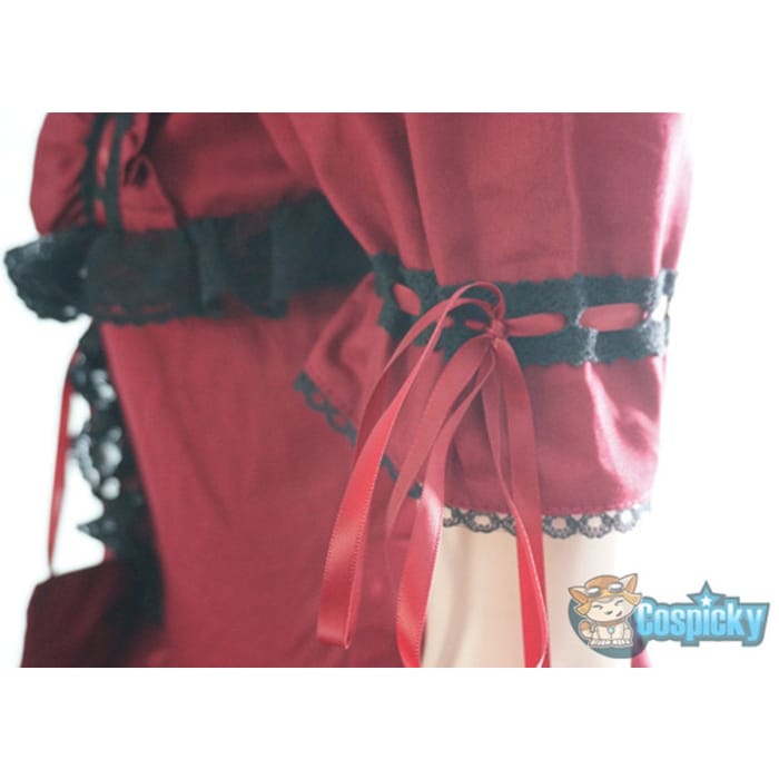 Lolita Wine Red/Black Falbala Dress CP151768 - Cospicky