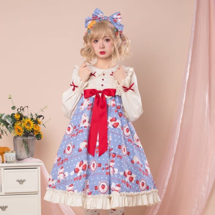 Long-Sleeve Printed Lolita Dress-1