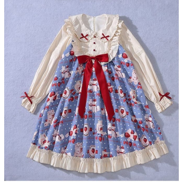 Long-Sleeve Printed Lolita Dress-3