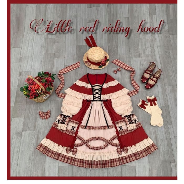 Long-Sleeve Ruffle Plaid Lolita Dress-2
