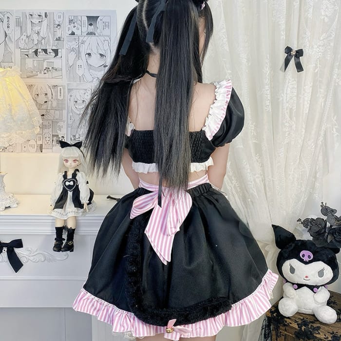 Lovely Sweet Girl Pink Cat Maid Dress ON649 - dress