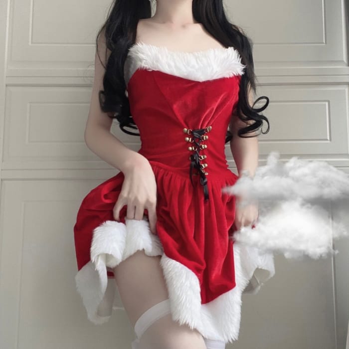 M-XL Kawaii Red Christmas Santa Dress and Cape SS2237