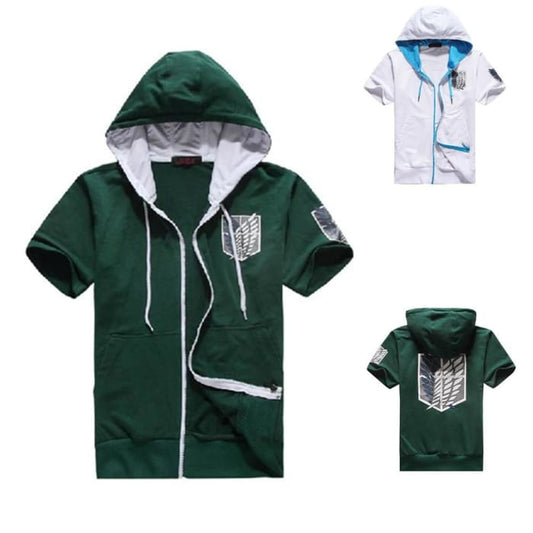 M-XXL Green/White Attack on Titan Sweater Hooded Coat CP153485 - Cospicky