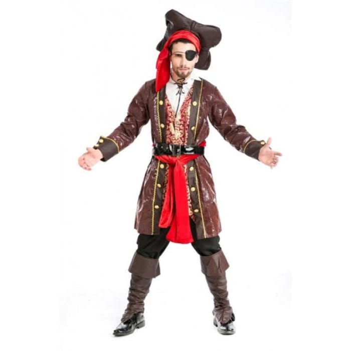 Men’S Halloween Pirate Costume Captain Adult Clothing Ze11 -