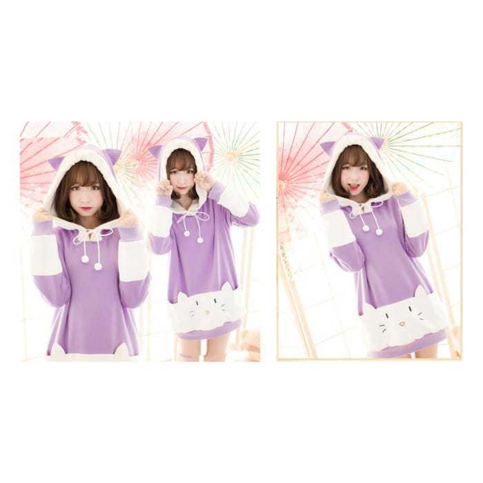 M/L [The "Hentai" Prince and the Stony Cat] Tsukiko Cat Ear Fleece Hoodie Jumper CP154329 - Cospicky