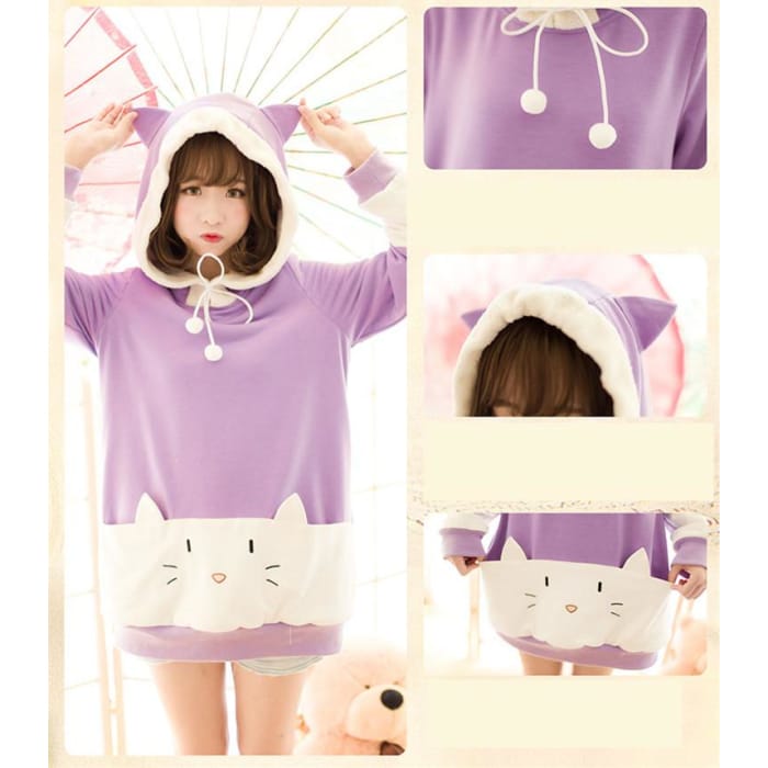 M/L [The "Hentai" Prince and the Stony Cat] Tsukiko Cat Ear Fleece Hoodie Jumper CP154329 - Cospicky