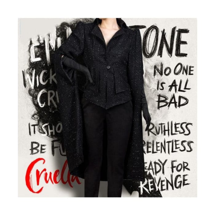 Movie Cruella De Vil Black Suit Halloween Cosplay Costume 
