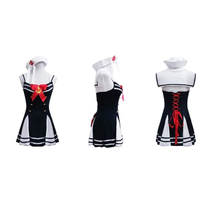 Navy Sailor Sleeveless Strap Dress Cosplay Costume CP153703 - Cospicky
