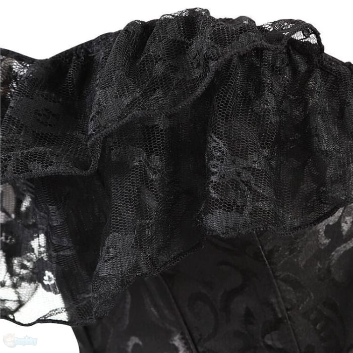 Off-Shoulder Lace Sleeves Jacquard Corset-3