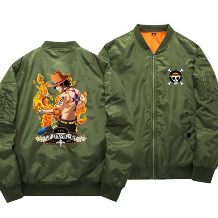 One Piece Bomber Jacket <br> Ace (Green) - Cospicky