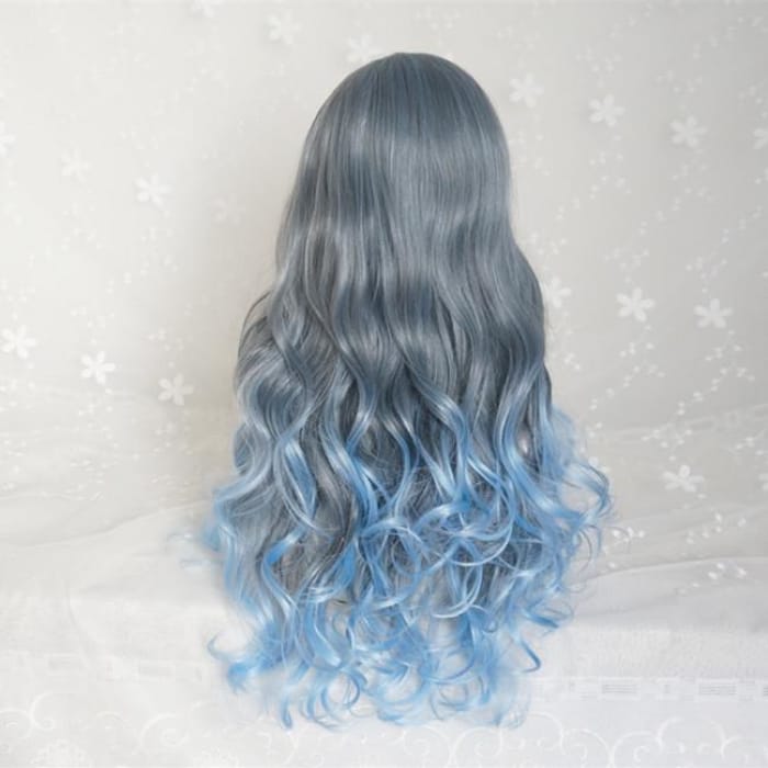 Pastel Grey Blue Gradient Air Bang Wig CP1812573 - Cospicky