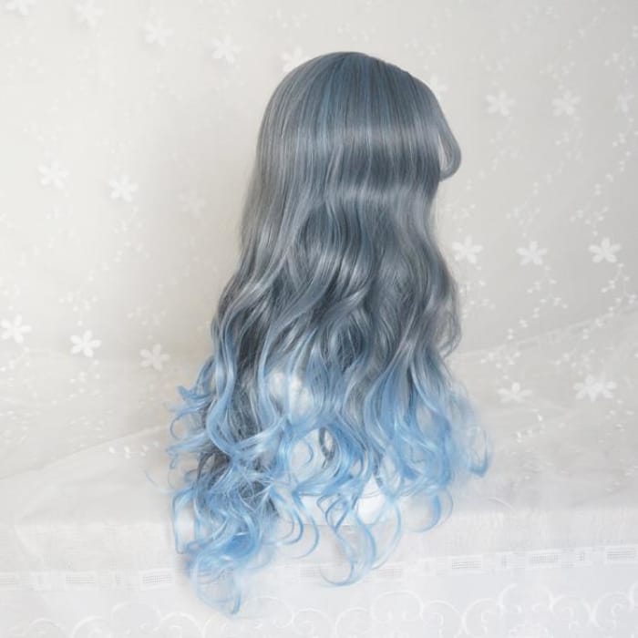 Pastel Grey Blue Gradient Air Bang Wig CP1812573 - Cospicky