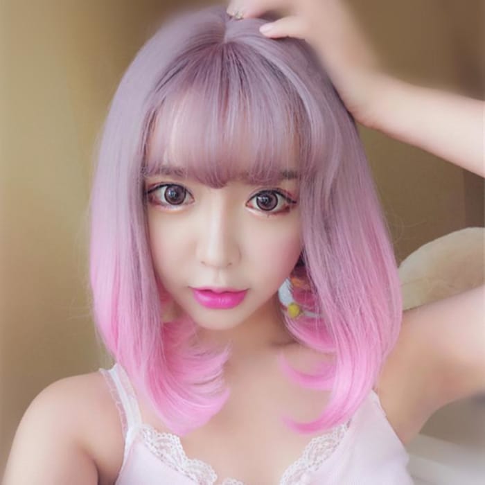 Pastel Pink Gradient Air Bang Wig CP168586 - Cospicky