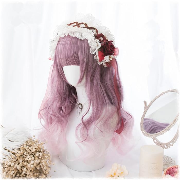 Pink Gradient Lolita Long Curl Wig C12798 - Cospicky