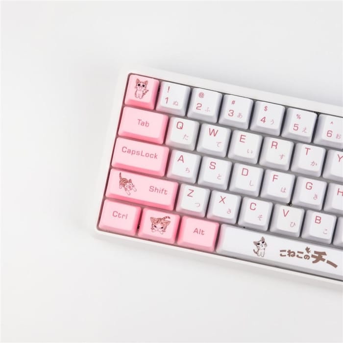 Pink Kitty Kat Keycap Set